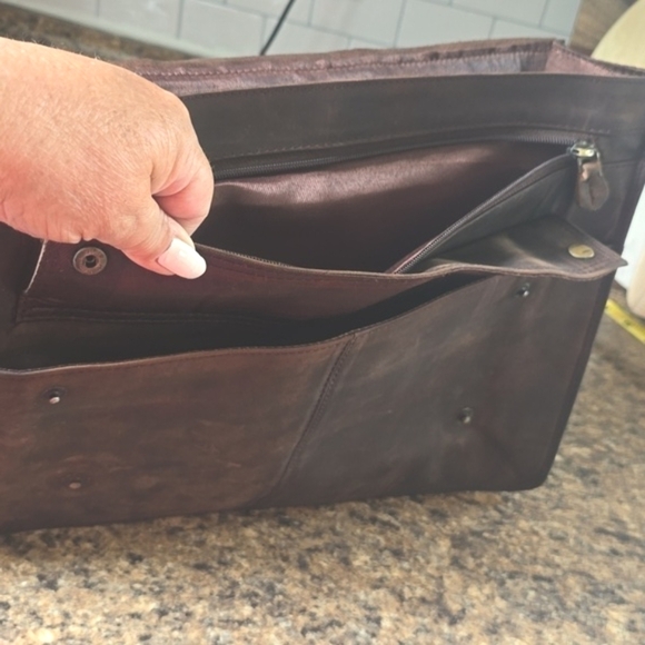 Ruck Sack / Bag Brown Distressed Unisex Leather Career Acadamia College Sz.Lg - Picture 11 of 11